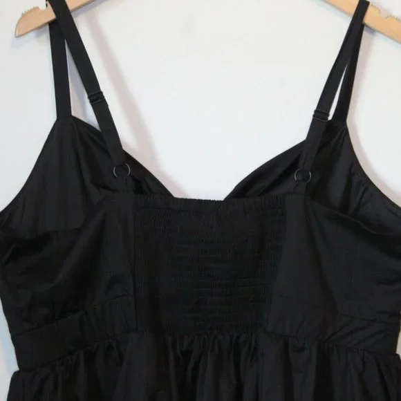 NWT Torrid Poplin Tie Front Skater Dress Smocked Black Plus Size 1 1X H12802 - Picture 10 of 12